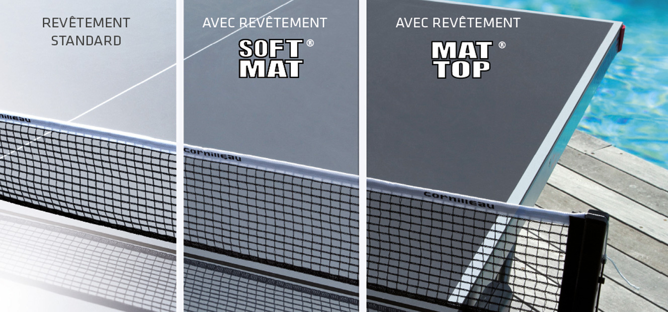 finition anti-reflet plateau table de ping pong Cornilleau