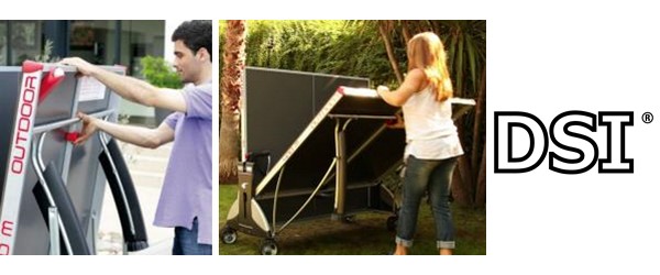 femme qui manipule une table de ping pong cornilleau dans son jardin avant de jouer